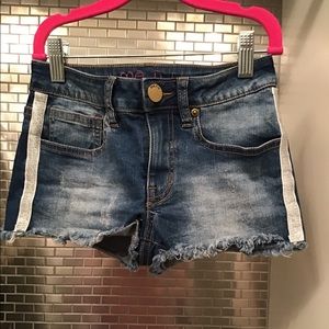 ME.N.U. Girls Denim Cut off Shorts Silver Stripe